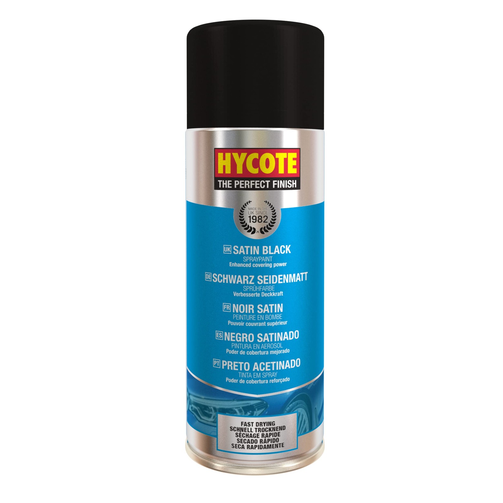Hycote Black Spray Paint, Satin Black, 13.5 Oz  Fast Drying, UV & Weather Res...