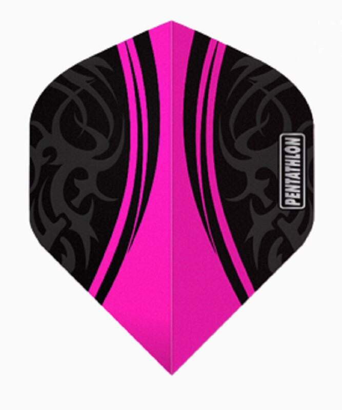 PENTATHLON Magenta/Black Standard Dart Flights  100 Micron - 5 sets (15 flights)