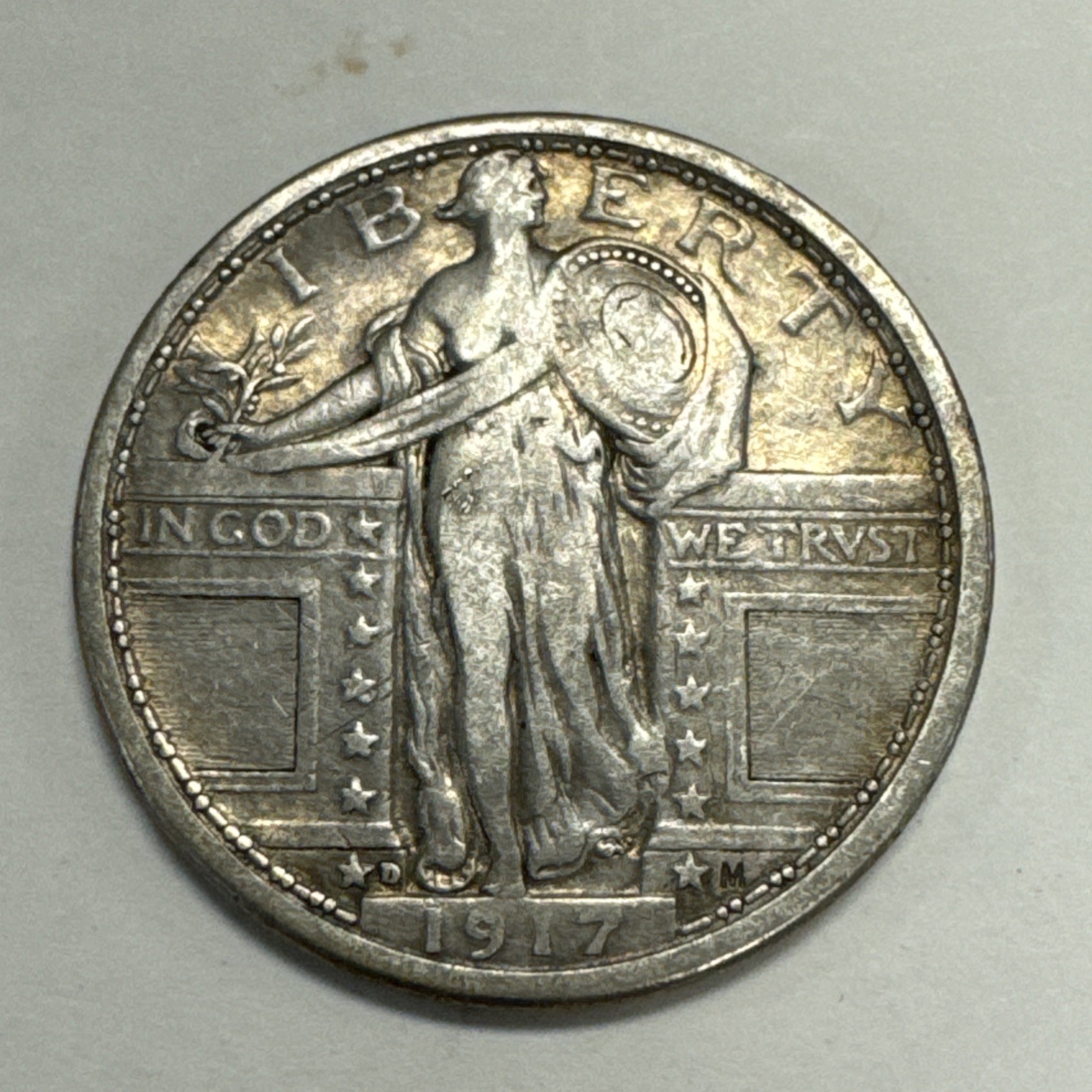 1917-D Type 1 Standing Liberty Quarter VF