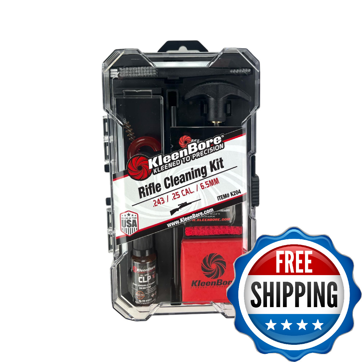 KleenBore .243 .25 6.5mm Rifle Cleaning Kit – Multi Caliber Gun Cleaning Kit wit