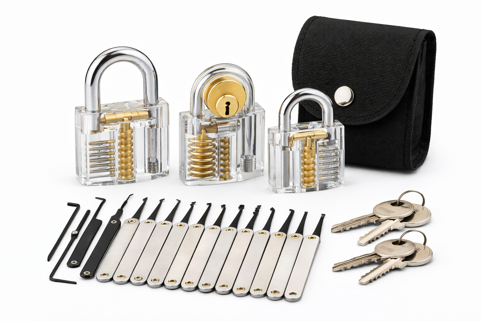 Practice Lock Training Kit Transparent Locks Skill Learning Tools Set 15 PCS