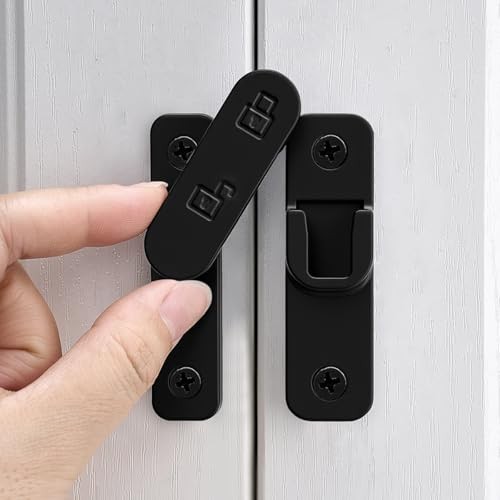 80 Degree Barn Door Lock，Zinc Alloy Flip Gate Latches ，Protect 1 Black