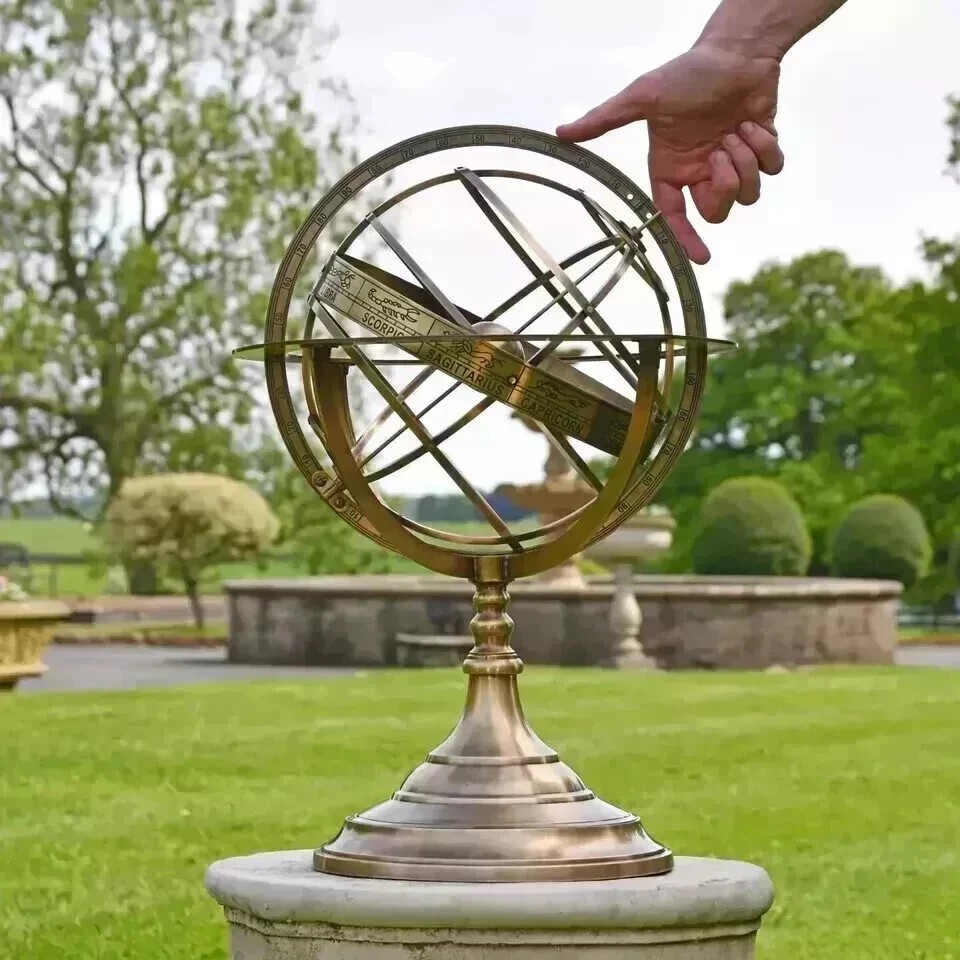 New 20" Tall Antique Brass Celestial Garden Armillary Sundial Sphere Tabletop