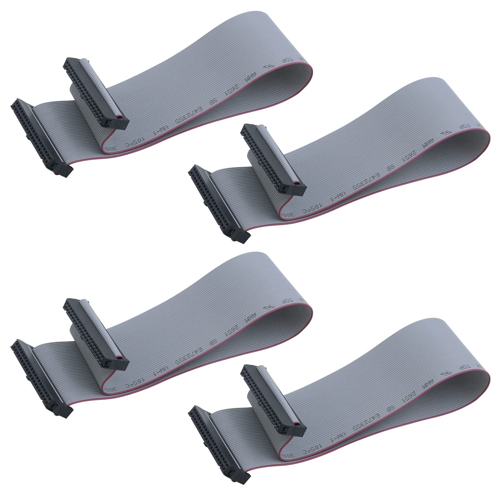 Antrader 4 Pieces 2.54 mm Pitch 40 Pin F/F IDC Flat Ribbon 40P-30CM, Grey