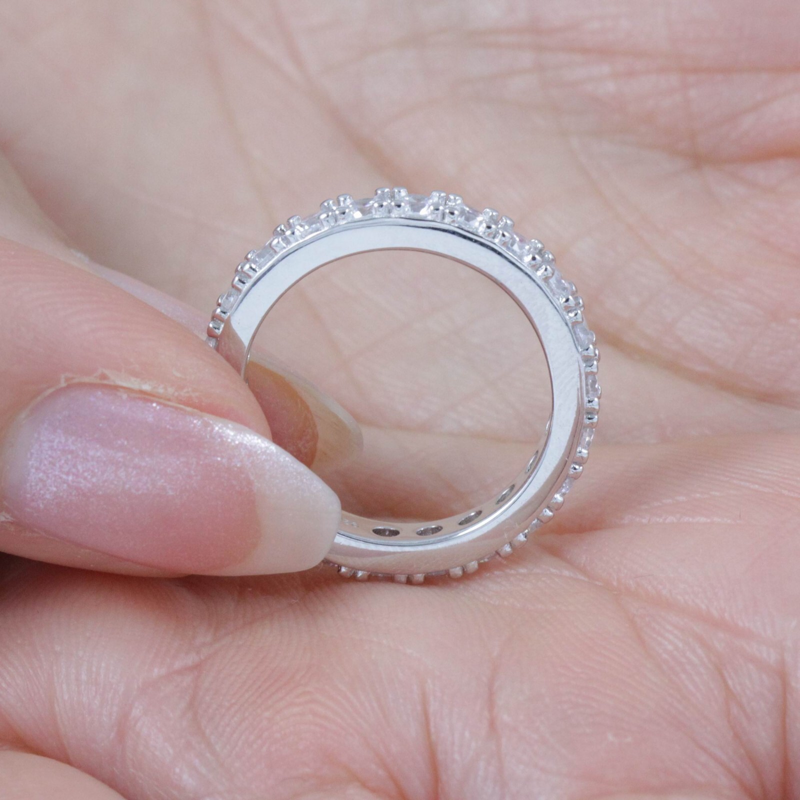 2.8mm 925 Sterling Silver Eternity Wedding Band CZ Engagement Ring 2.5-15 S10680