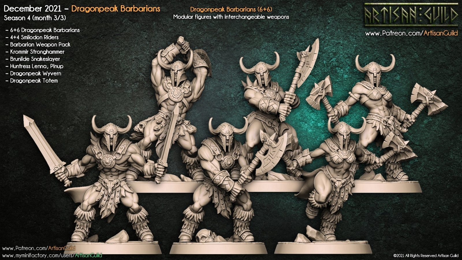 3D Printed Artisan Guild Modular Dragonpeak Barbarians Dragonpeak Barbarians