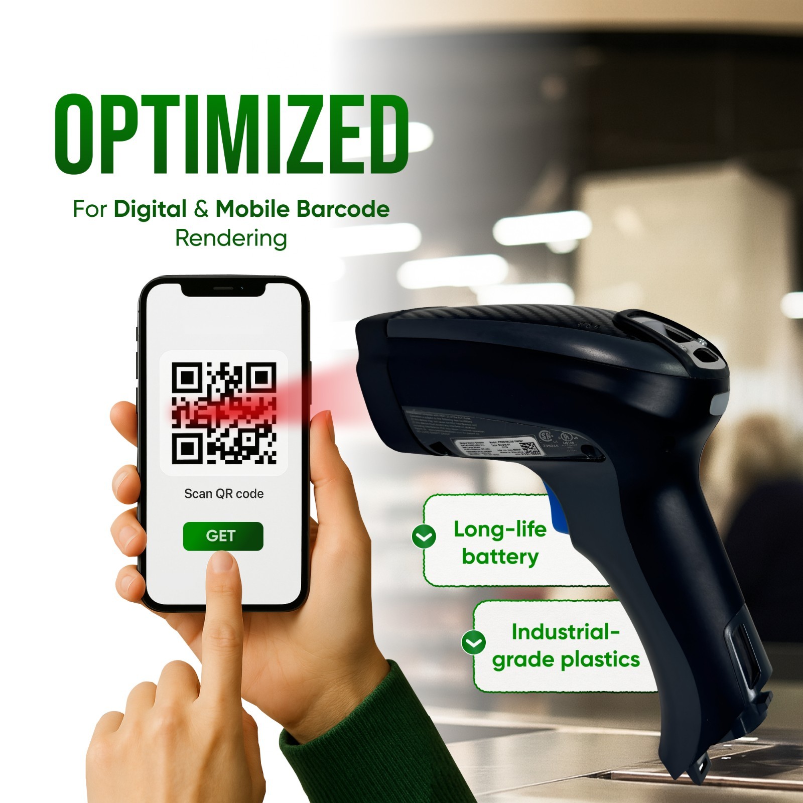 Barcode Scanner w/BC8030 910 Mhz Base - Similar to Datalogic POWERSCAN M8300🔥