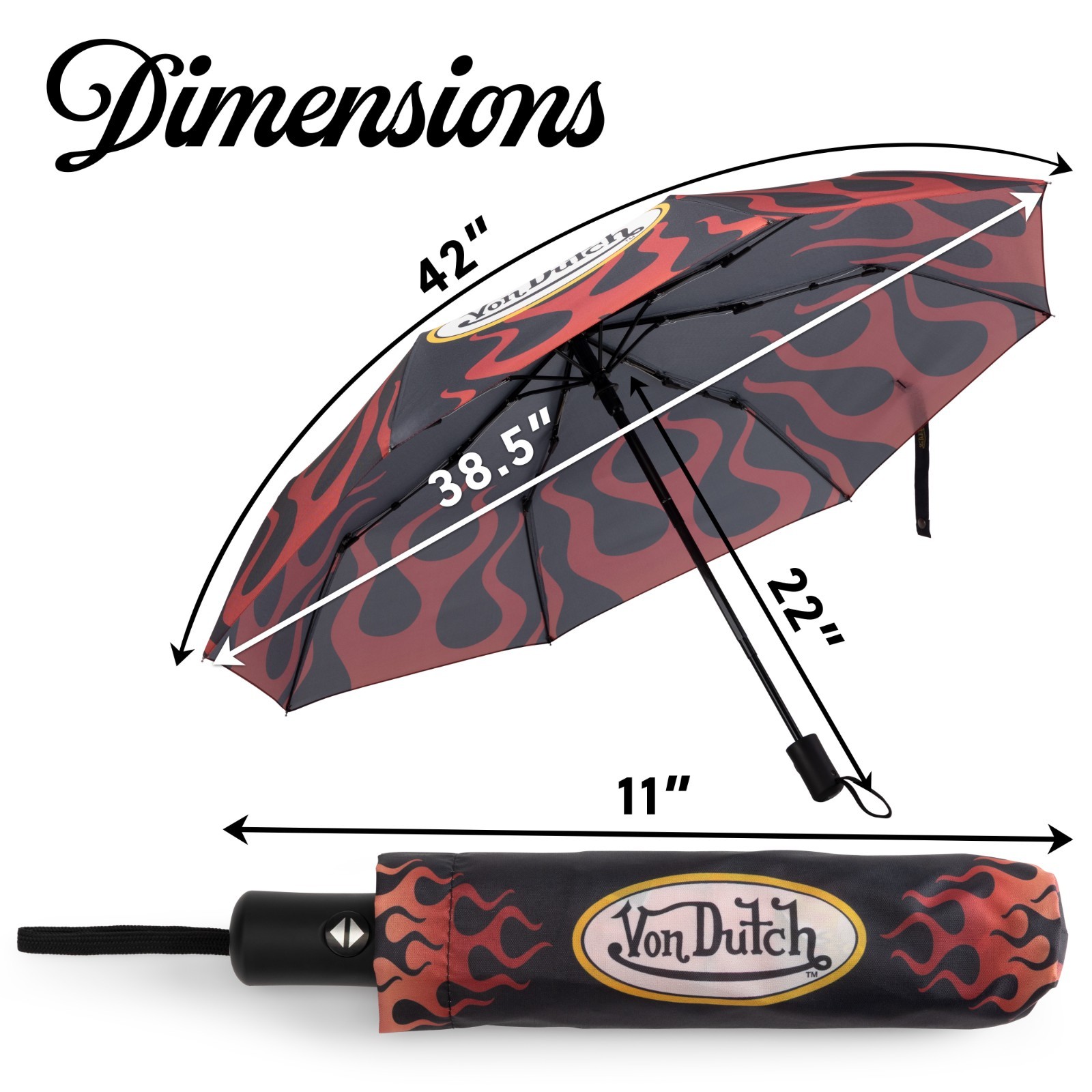 Von Dutch Nitro Compact Automatic Umbrella, Strong & Portable