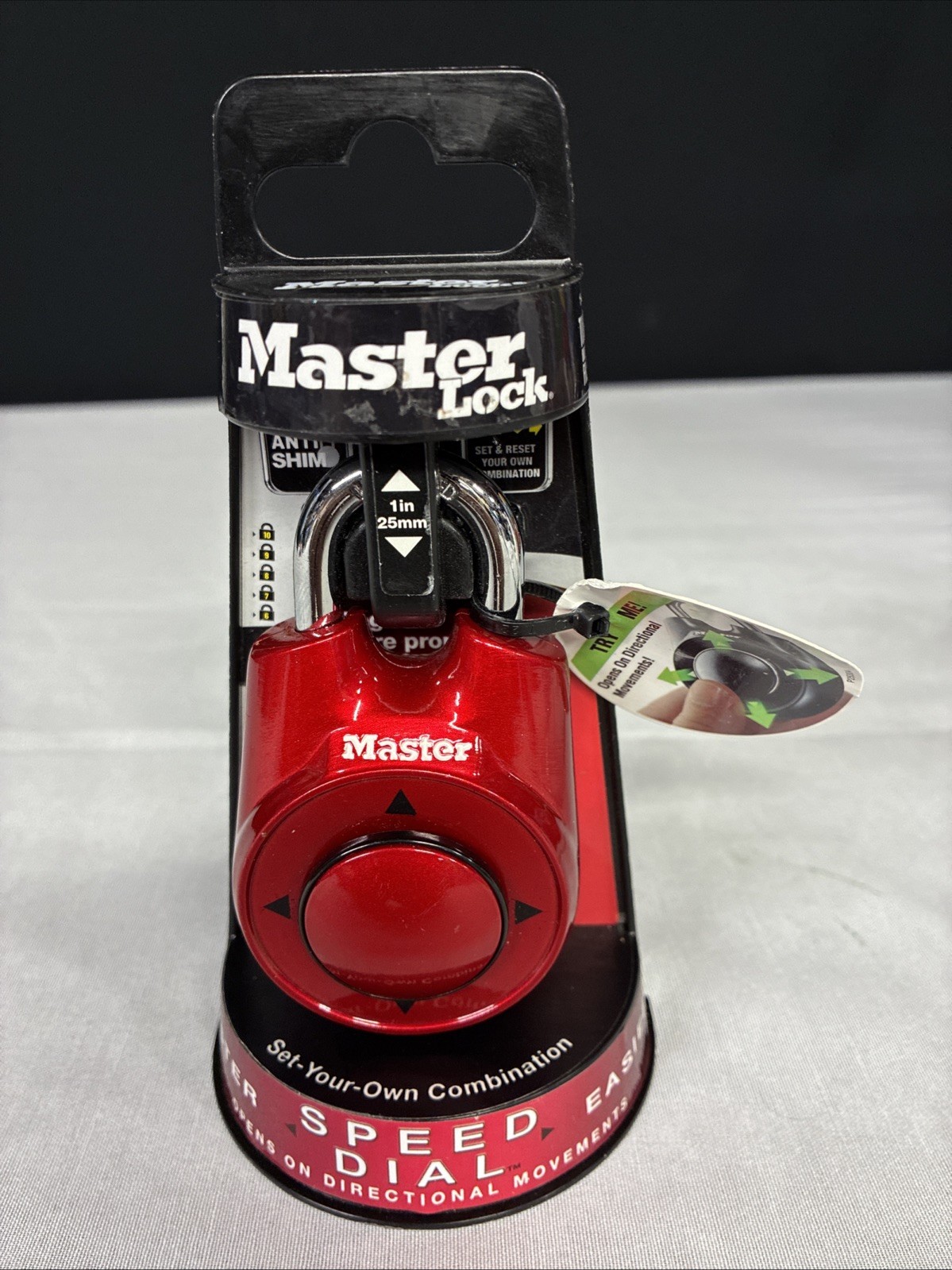 Master Lock 1500iD Speed Dial Combination Lock Red NEW Directional Movements