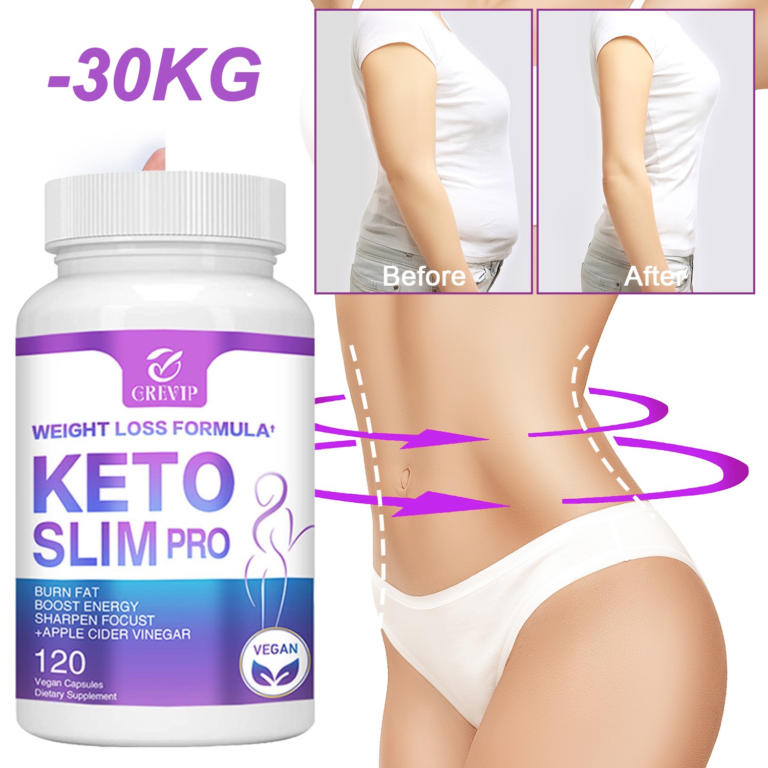 Keto Slim Pro - Apple Cider Vinegar -Suppress Appetite, Liver Detox,Weight Loss