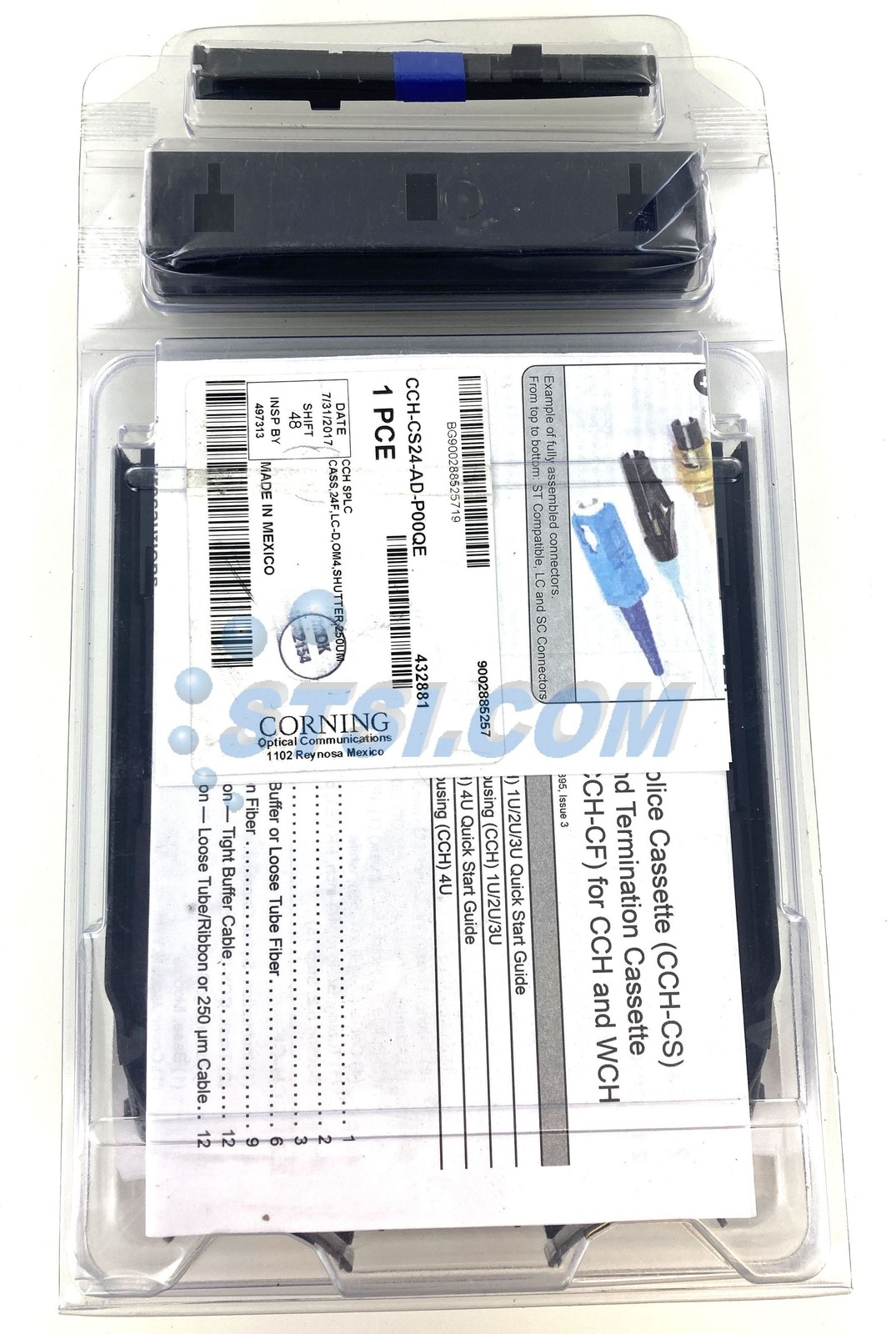 Corning CCH-CS24-AD-P00QE Pigtailed Splice Cassette, 24 Fiber LC OM4 ~STSI
