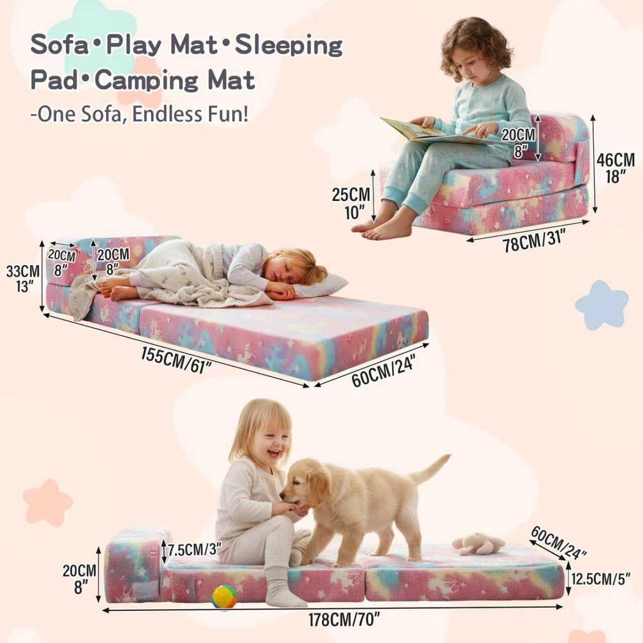 Folding Sofa Bed for , Fold Out Couch Bed with Removable Cover, Futon Sleeper...