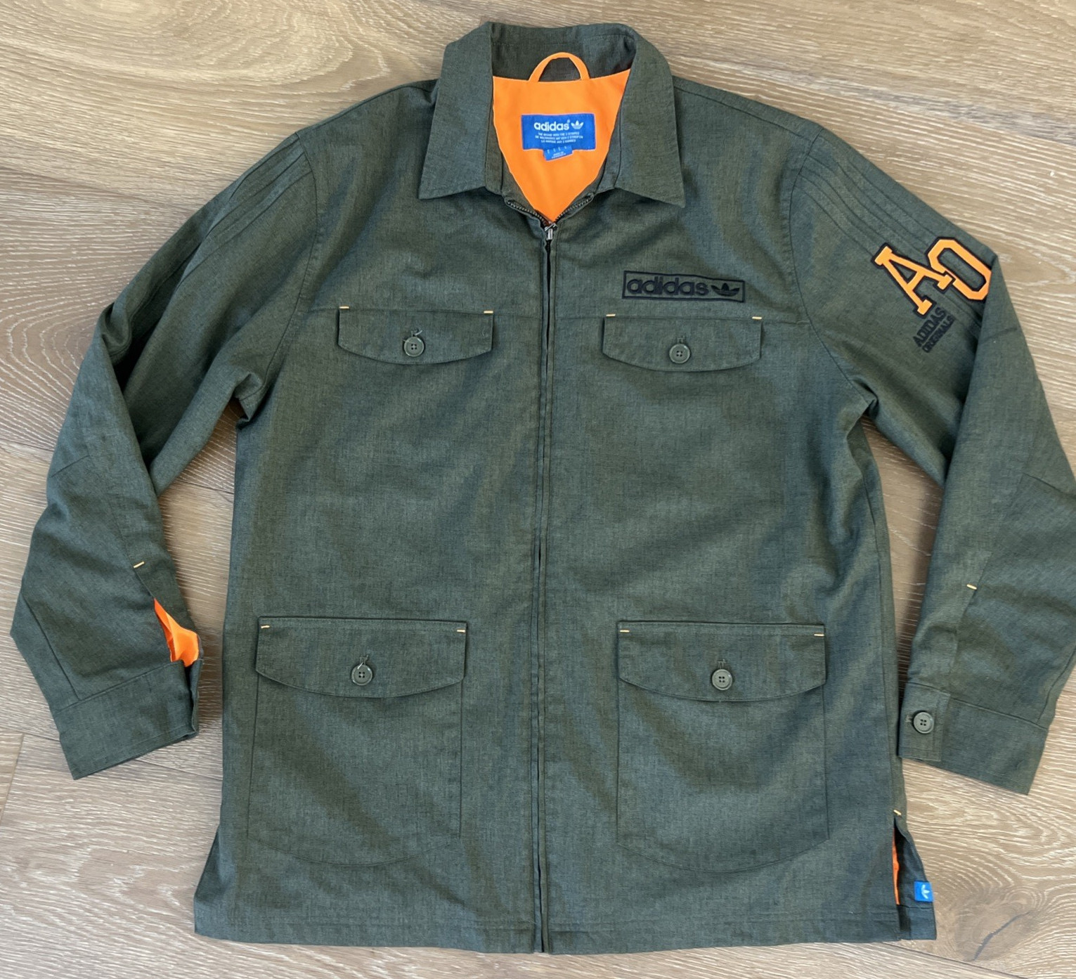 Adidas Oroginals Planetoid Parka Green/Orange Jacket Sz Large