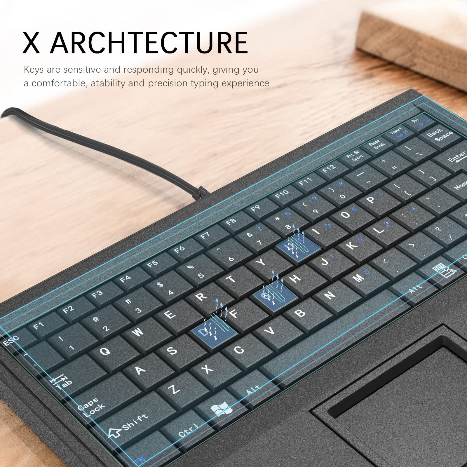 E-SDS Wired Machine Keyboard with Touchpad Portable Compact - PS/2 Interface