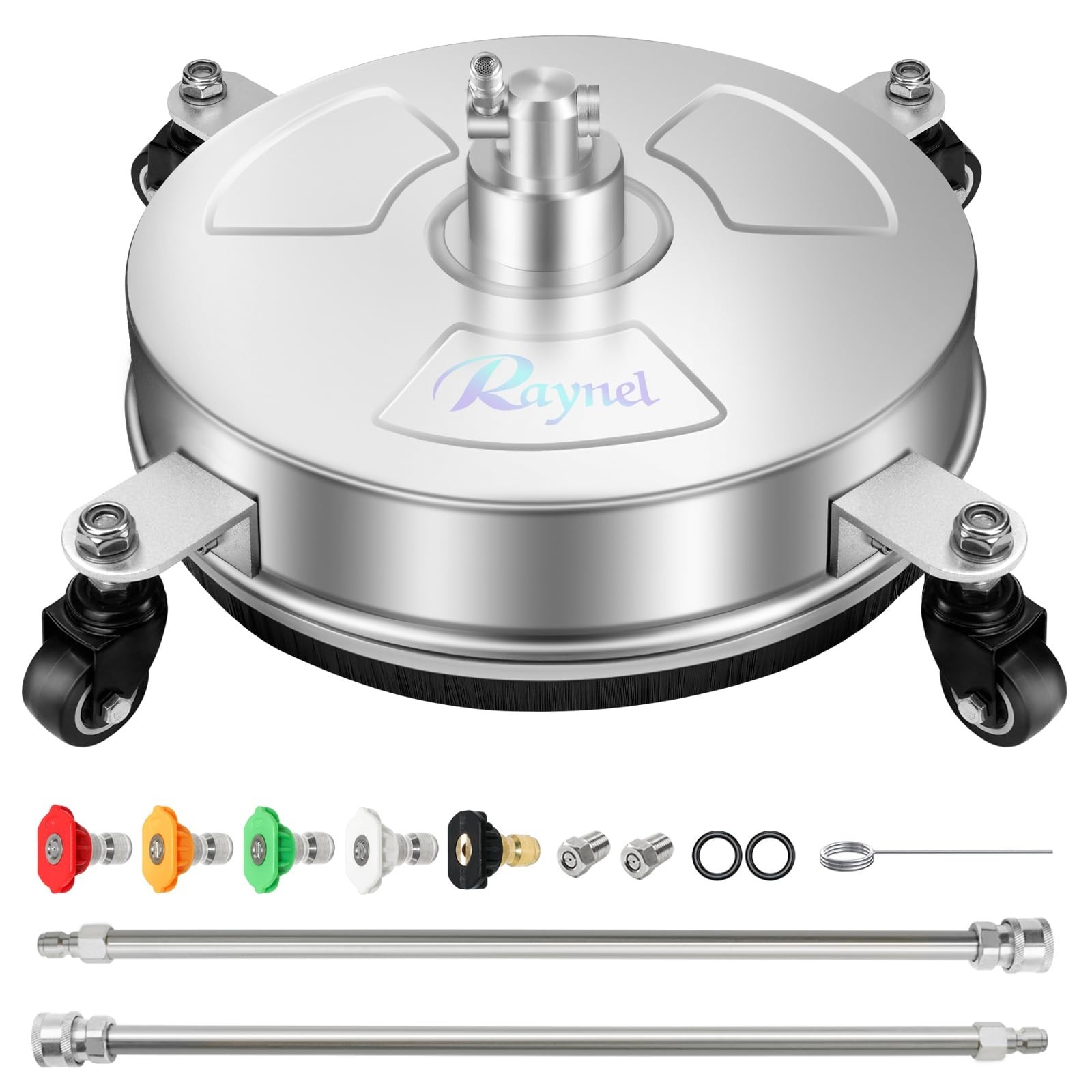 RAYNEL 14'' Pressure Washer Surface Cleaner with 4 Wheels, Stainless Steel Ho...