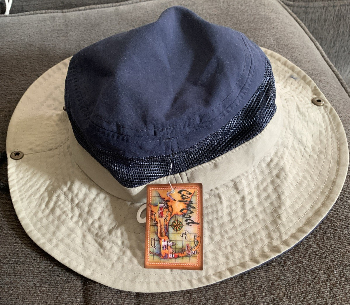 Bucket Hat light weight Cape Code Cloth and mesh sun hat snap sides