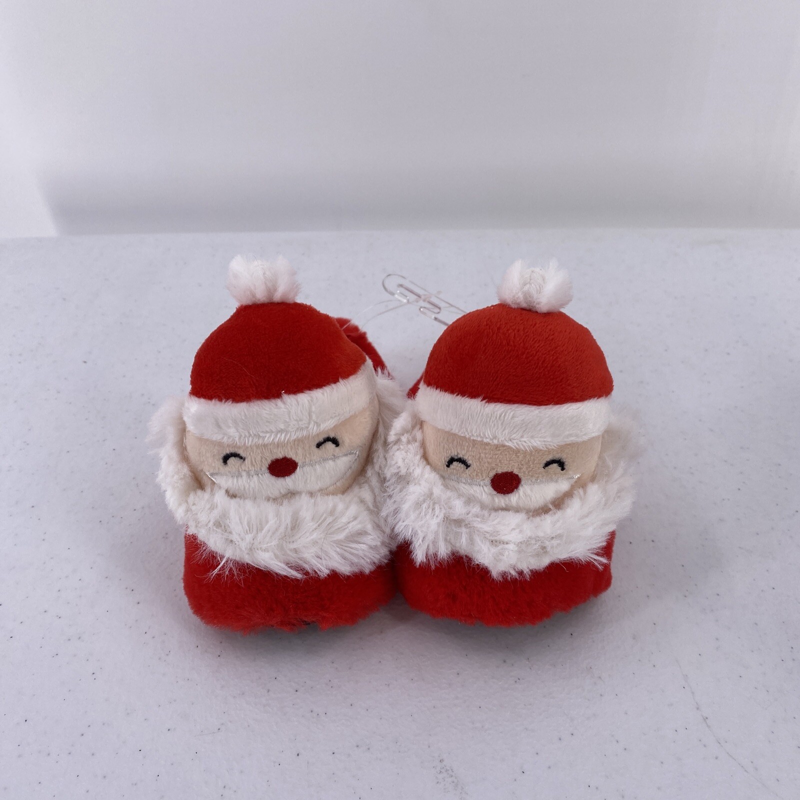 Childs Carters Santa Slippers Size 5-6 Small Plush Red White