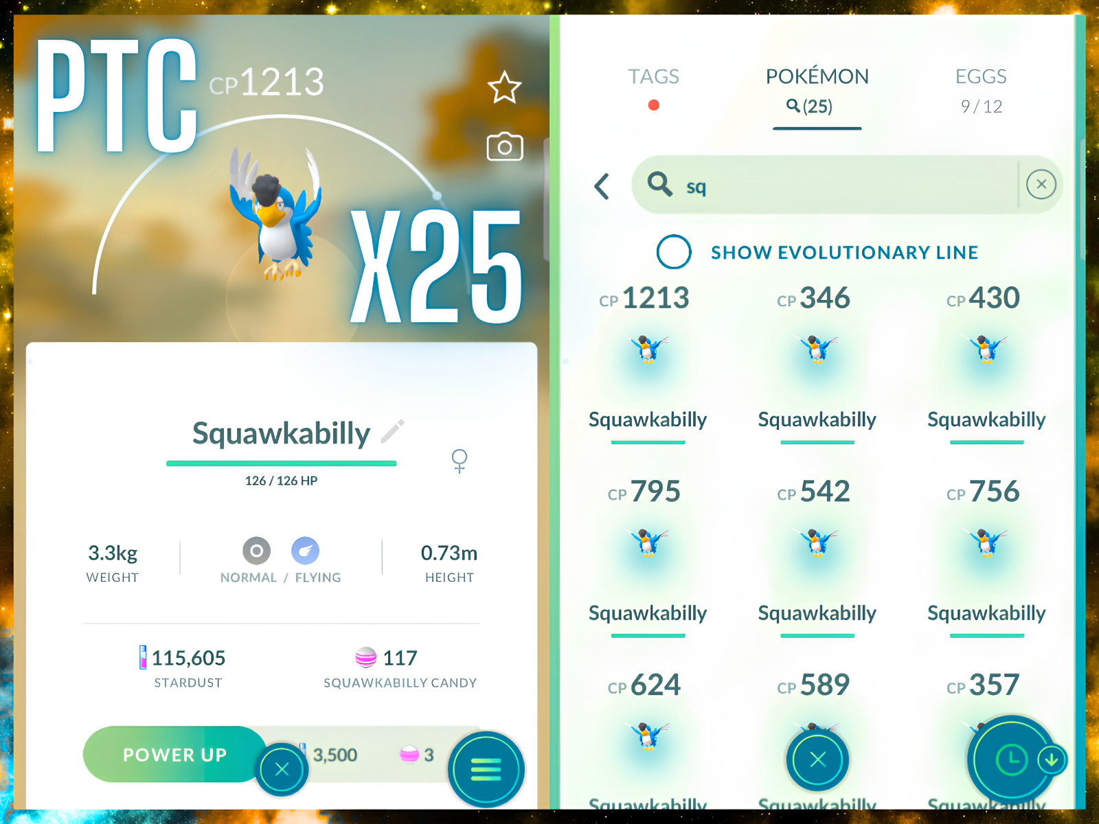 Pokémon Squawkabilly Blue x25 | mini PTC | Go
