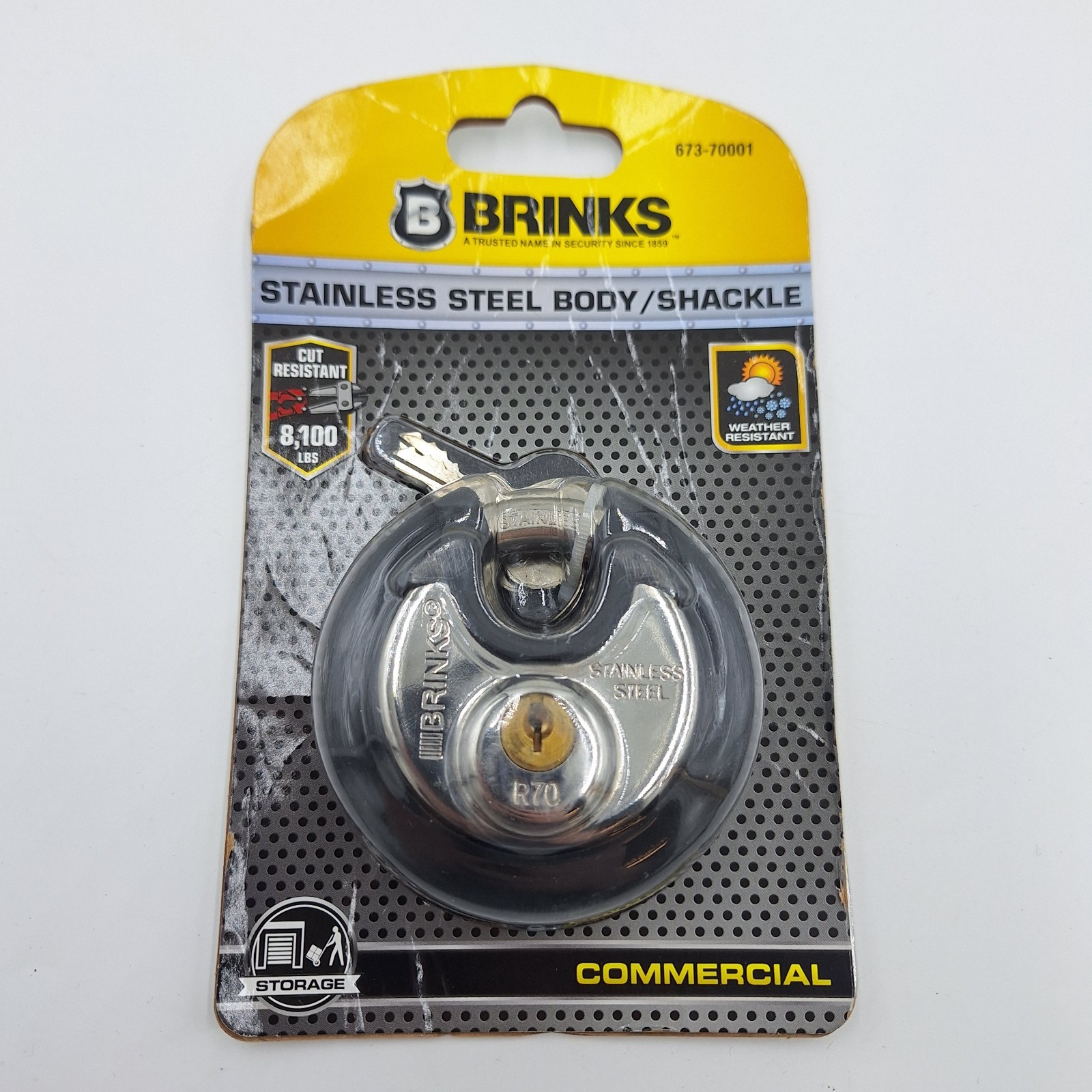 Brinks Stainless Steel Body Shackle Commercial R70 673-70001 Lock 70mm Discus