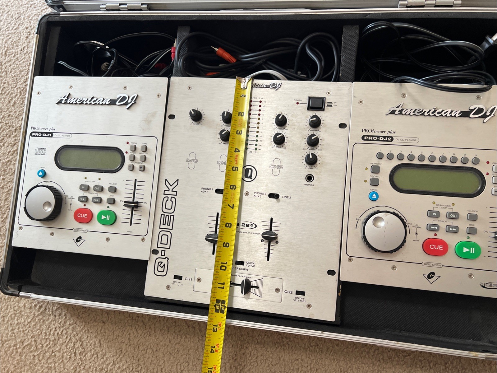 American DJ PRO-DJ1, DJ2 & Q-Deck In Case - Untested