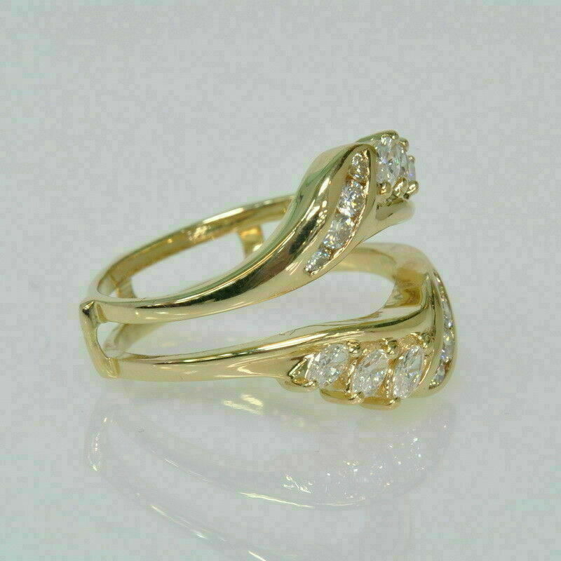 2Ct Marquise Diamond Lab Created Ruby Enhancer Band Ring 14k Yellow Gold Finish
