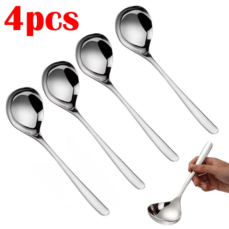 4pcs durabler stainless steel ladle - perfect for soups, congee and hot pot