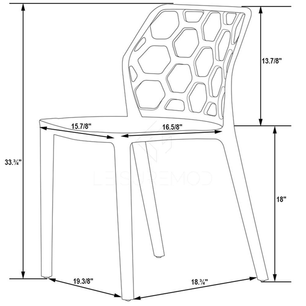 Pemberly Row Plastic Dining Side Chair Honeycomb Design in Red