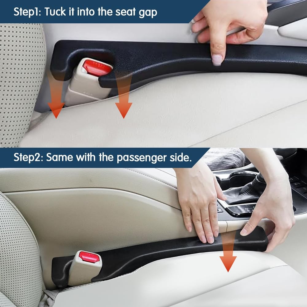2 Pack Leather Car Seat Gap Filler Universal Fit for Cars Trucks SUVs