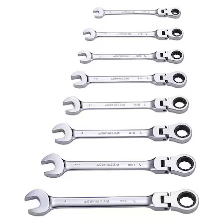 Westward 35Z115 Ratcheting Wrench Set, Pieces 8