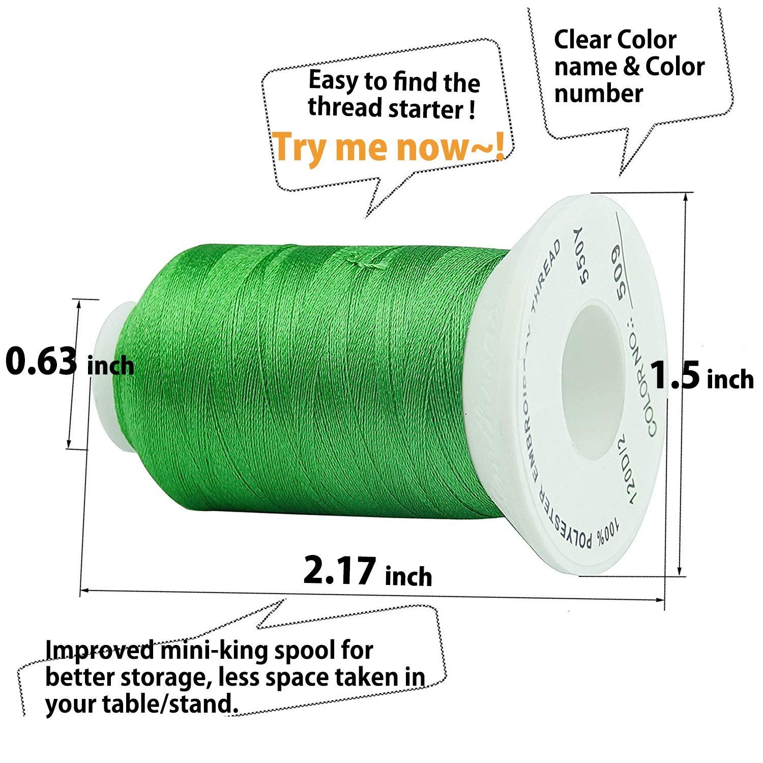 Simthread 63 Colors Polyester Compatible with Brother Embroidery Machine Thread