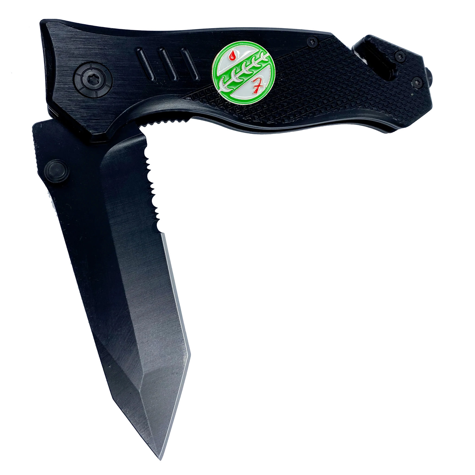 Bounty Hunter 3-in-1 Police Tactical Rescue knife tool with Seatbelt Cutter, Ste