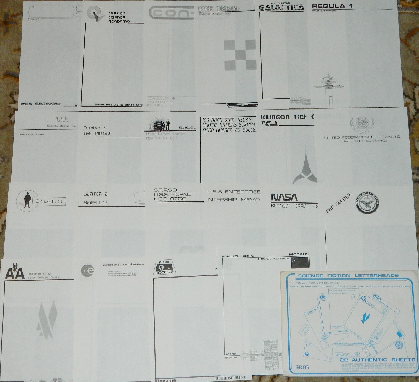 Science Fiction Stationary Letterheads Portfolio Set of 22 NEW UNUSED