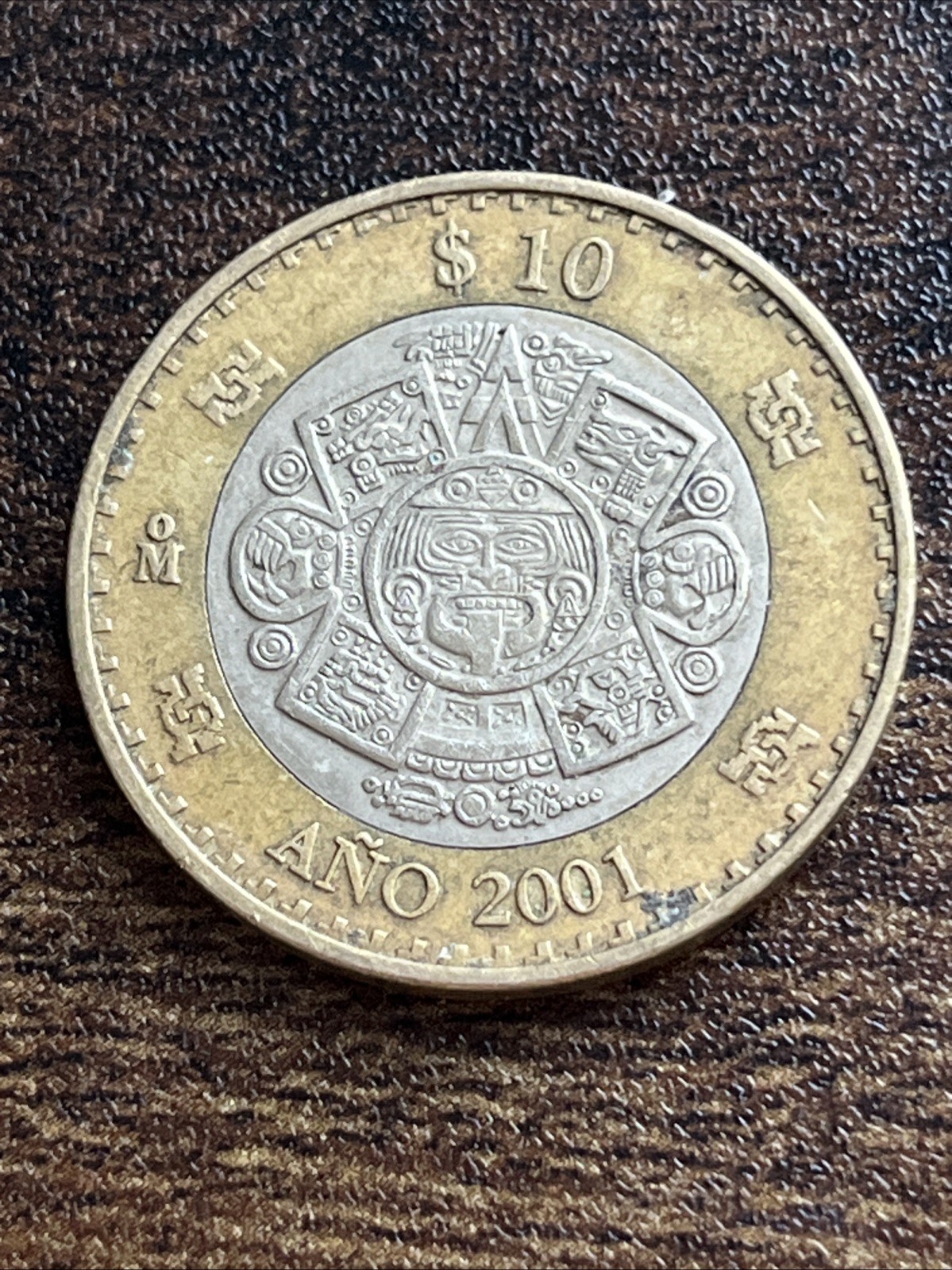 2001 Mexico 10 Ten Pesos Ano Estados Unidos Mexicanos Moneda Rare Coin TB8643*