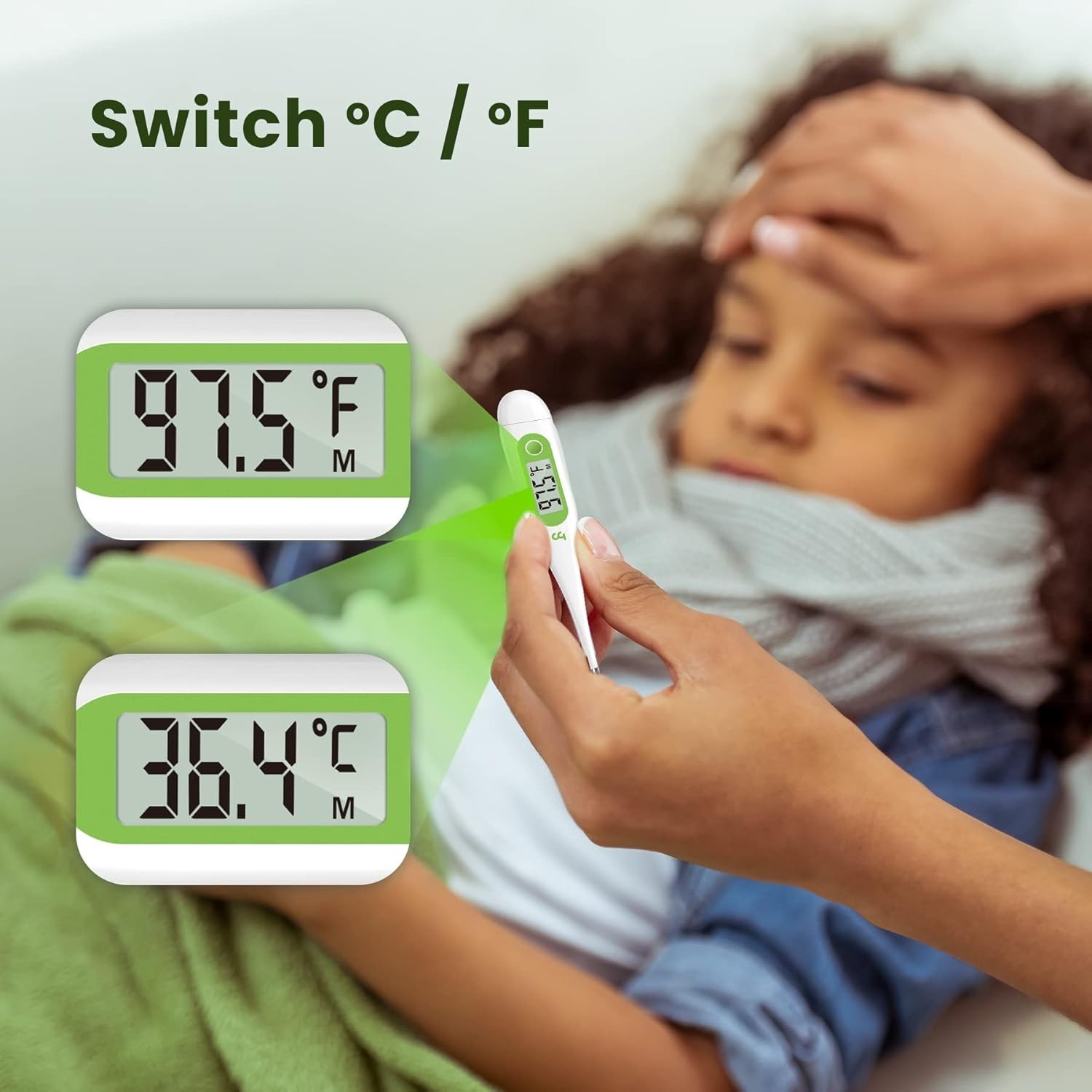 Multifunctional Digital Thermometer: Fever Alert, Memory Recall, Waterproof Tip