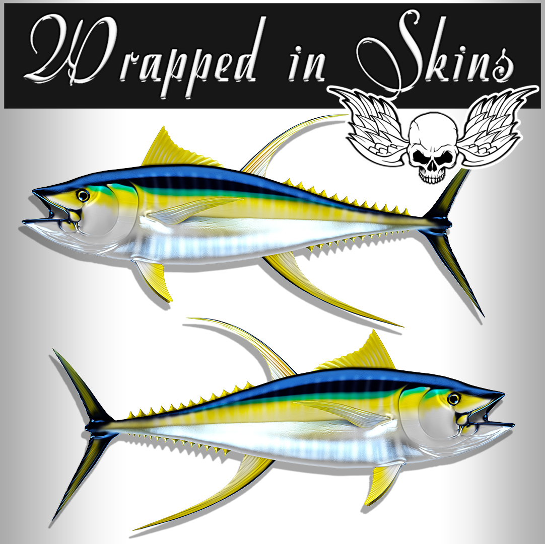 Yellowfin Tuna Walleye Decals Fish Stickers Tackle Box Truck Trailer AFP-0113