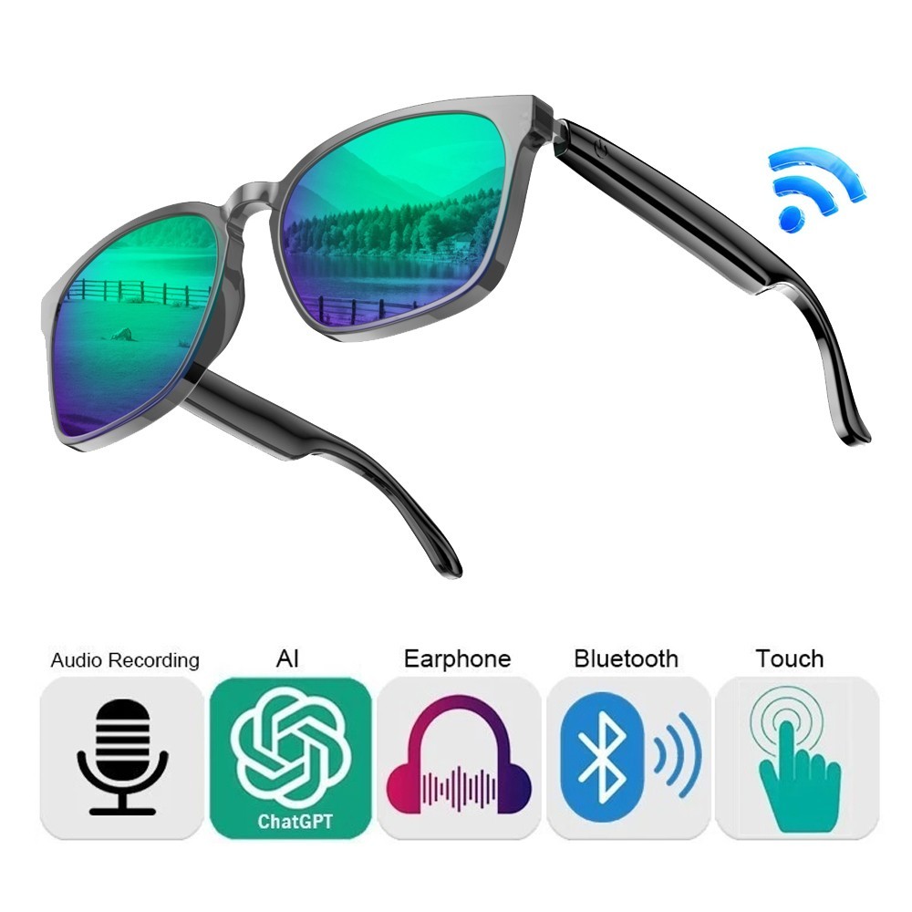 AI Smart Glasses Bluetooth Music Voice Assistant Translator Eyewea Sunglasses