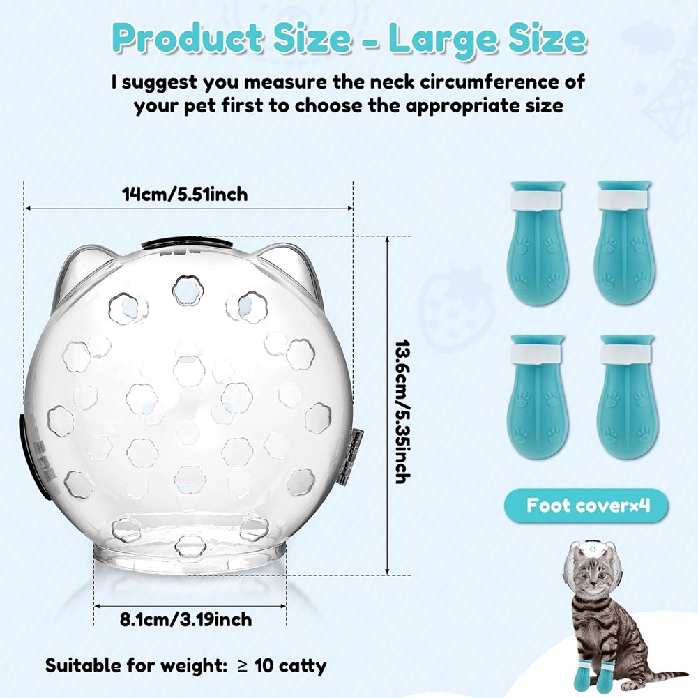 Muzzle for Grooming,Breathable Muzzle Helmet with 4 Silicone Shoes, 9043