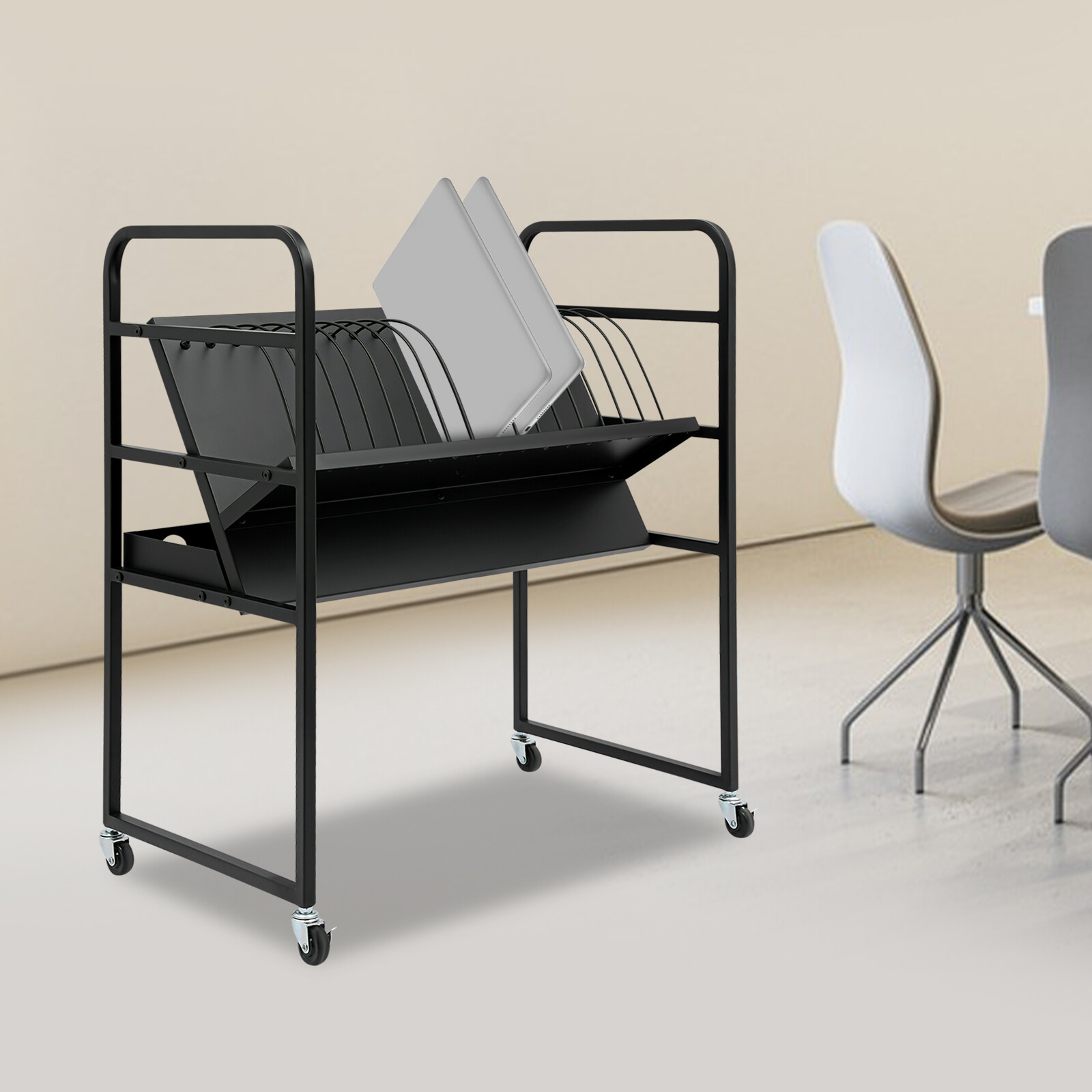 16-Position Laptop and Tablet Open Charging Station, Mobile Storage Cart, Tablet