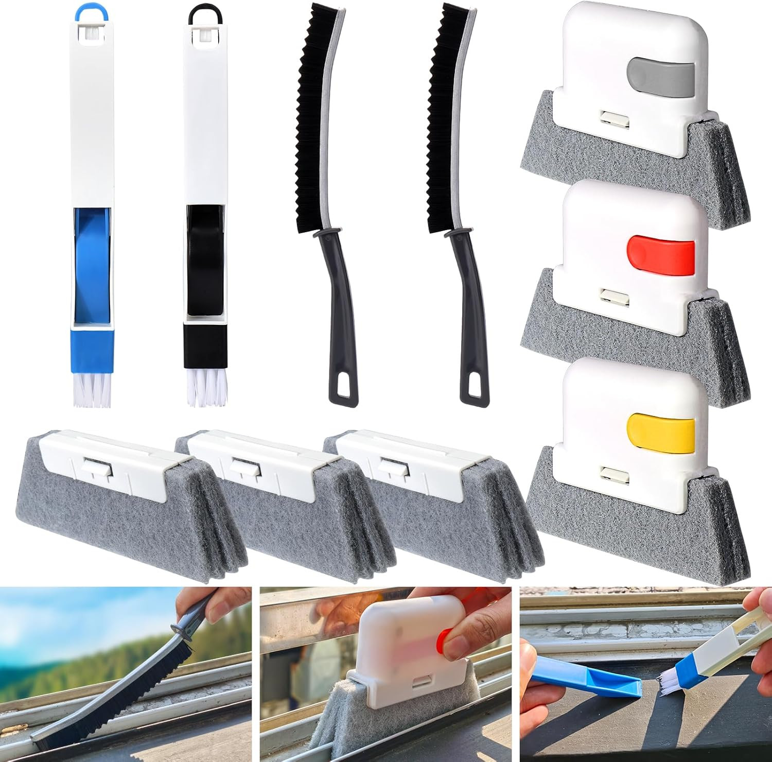Window Sill Cleaner Tool,10 Pcs Magic Door Window Track Cleaning Tools Kit,Slidi
