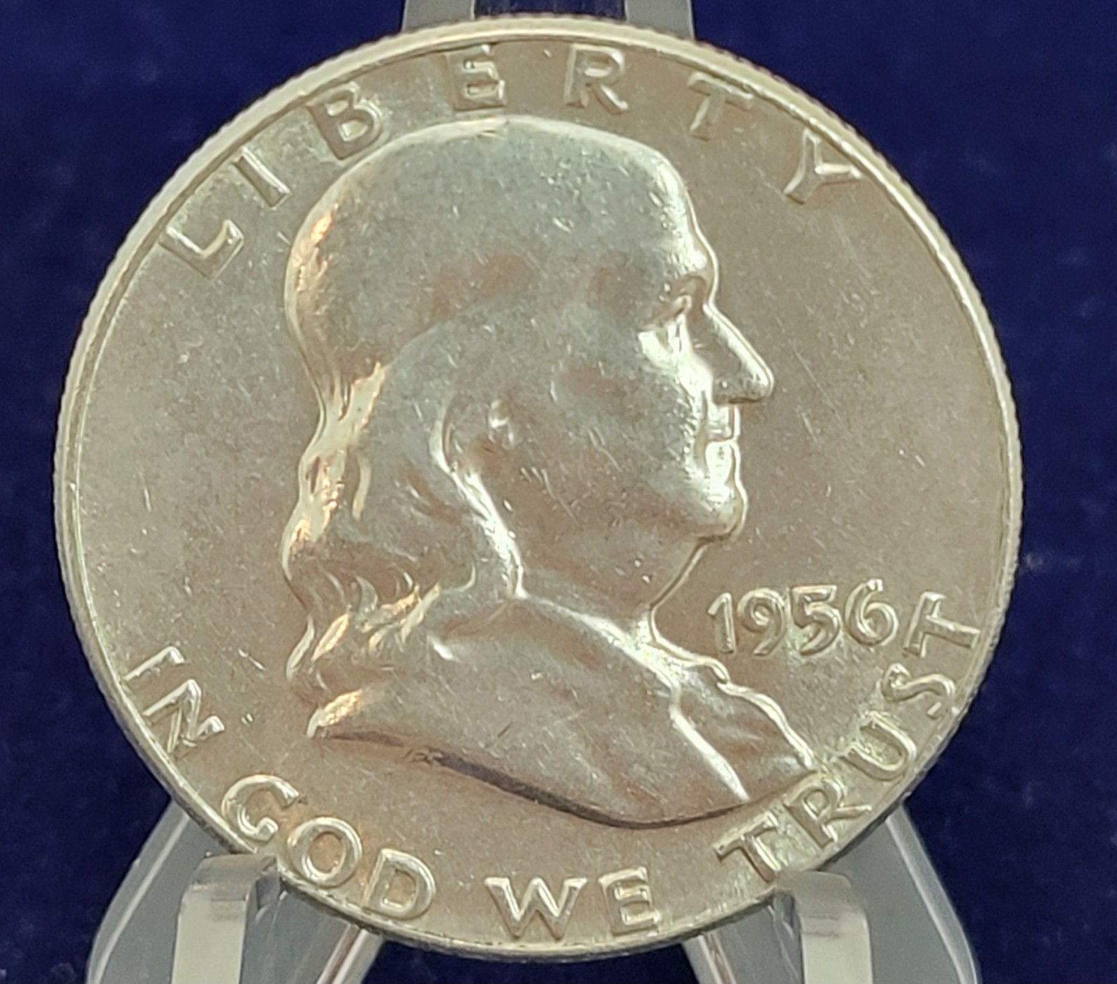 1956-P Franklin Half Dollar 90% Silver Coin - Nice Detail