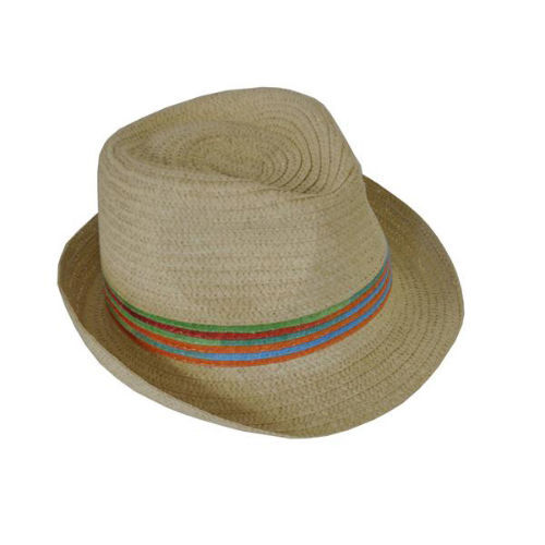Unisex  Trilby Straw Hat with Rainbow Band One Size