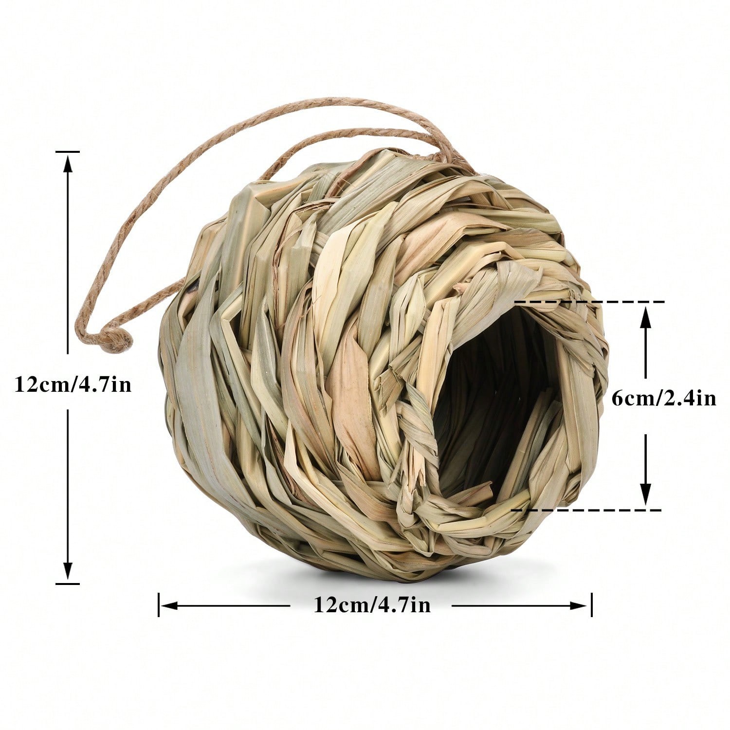 1pc Hanging Hummingbird House Handwoven Spherical Bird Shelter Outdoor