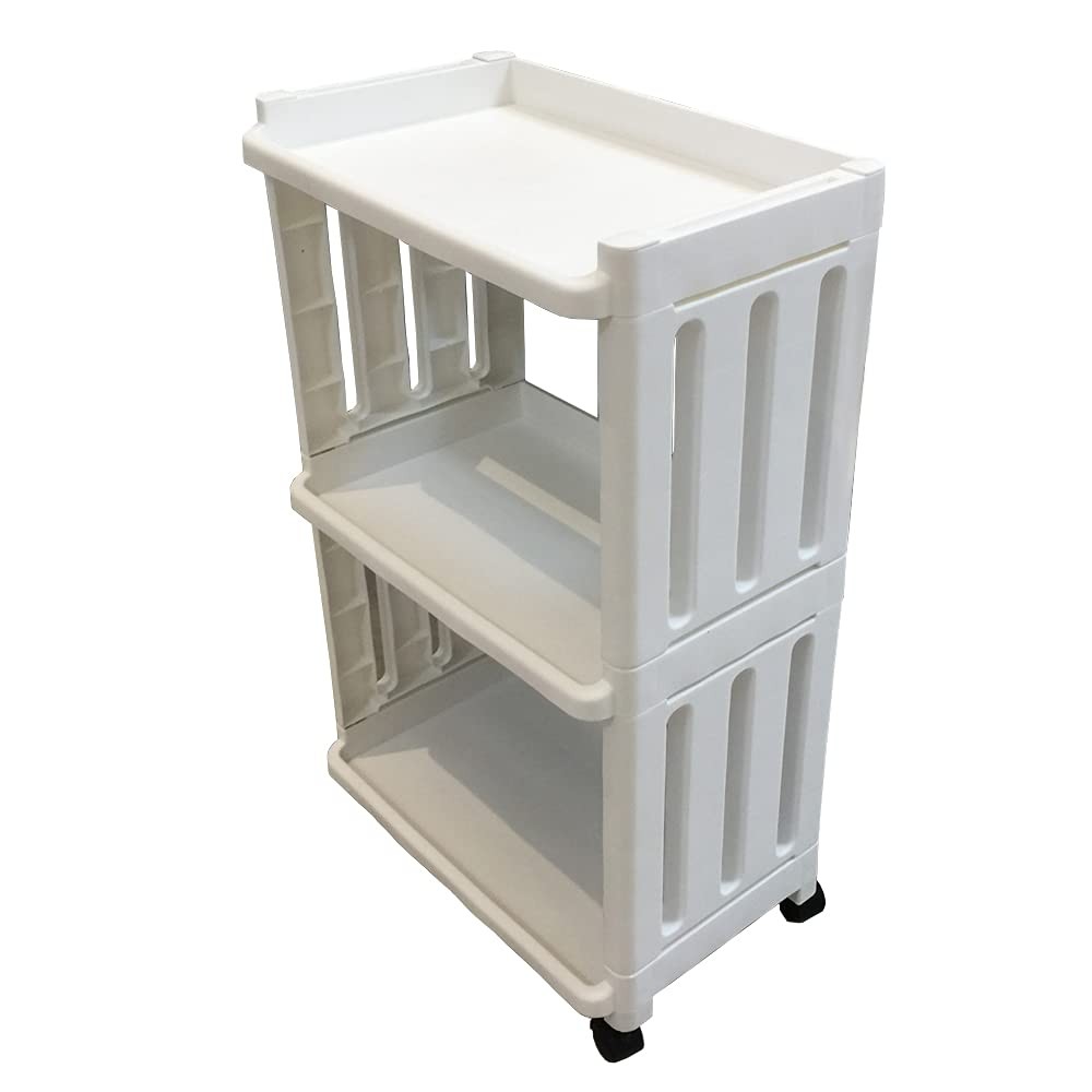 Rolling Storage Utility Cart Slim Organizer Shelf with Wheels 3 Tier Narrow P...
