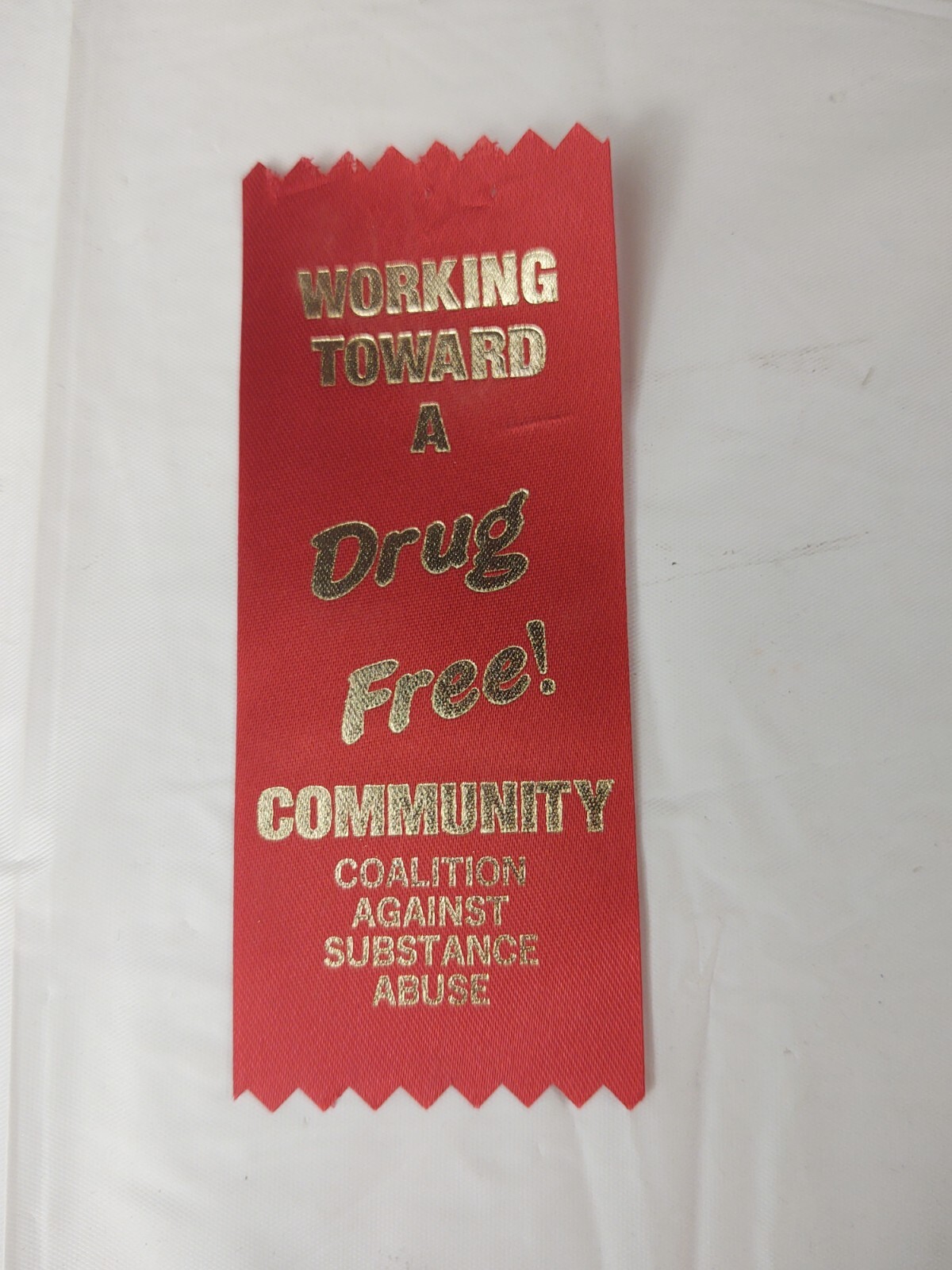 Vintage Red Satin Ribbon Drug Free Community Coalition Against Substance Abuse