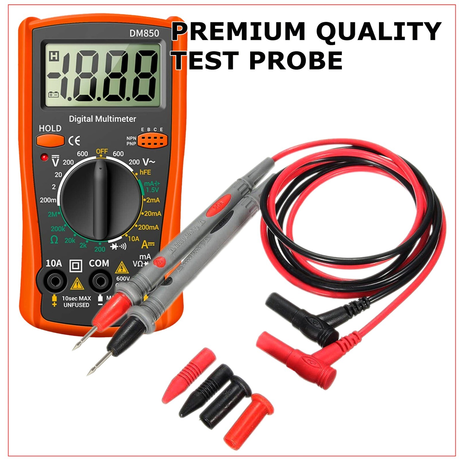 LCD Digital Multimeter AC DC Voltmeter Ammeter Ohmmeter Volt Tester Meter Leads