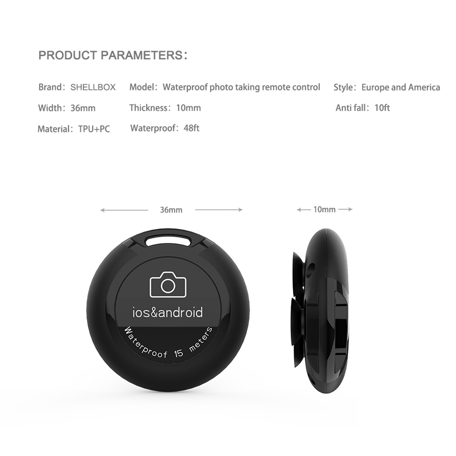 Waterproof Selfie Bluetooth Remote Control Camera Shutter For IOS Android Phone