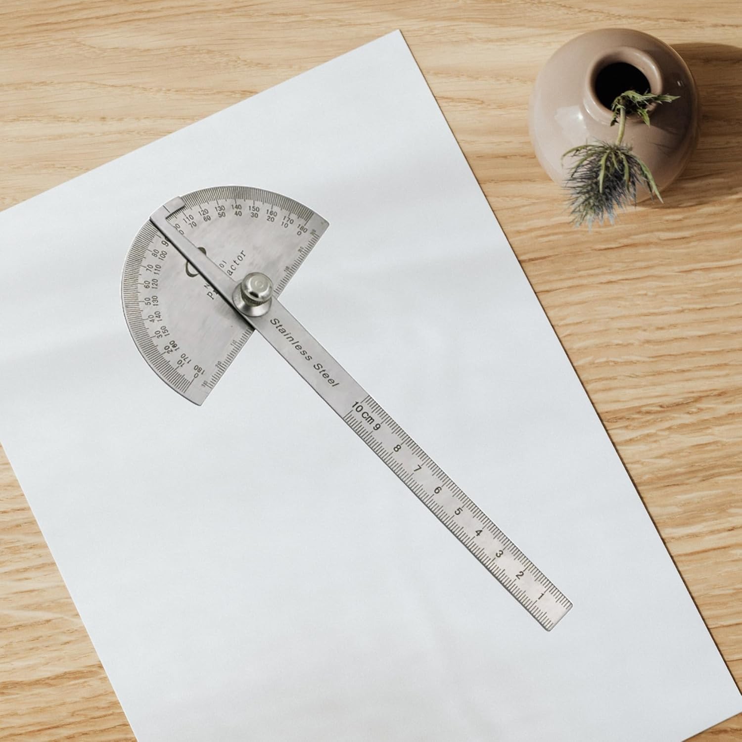Metal Protractor Angle Finder Rotary Ruler Gauge Machinist Tool Silver