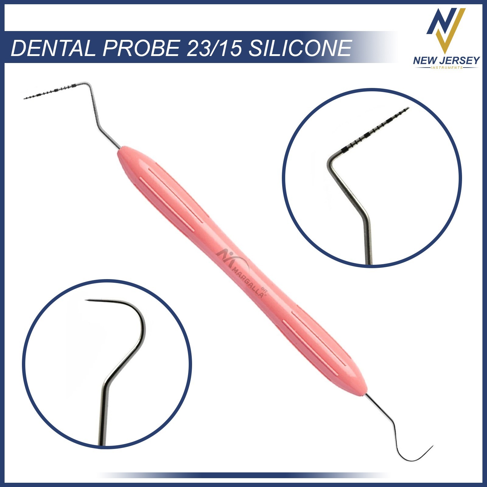 Dental Perio Explorer 23 Probe UNC 15 Color Marking Silicone Handle Double Ended