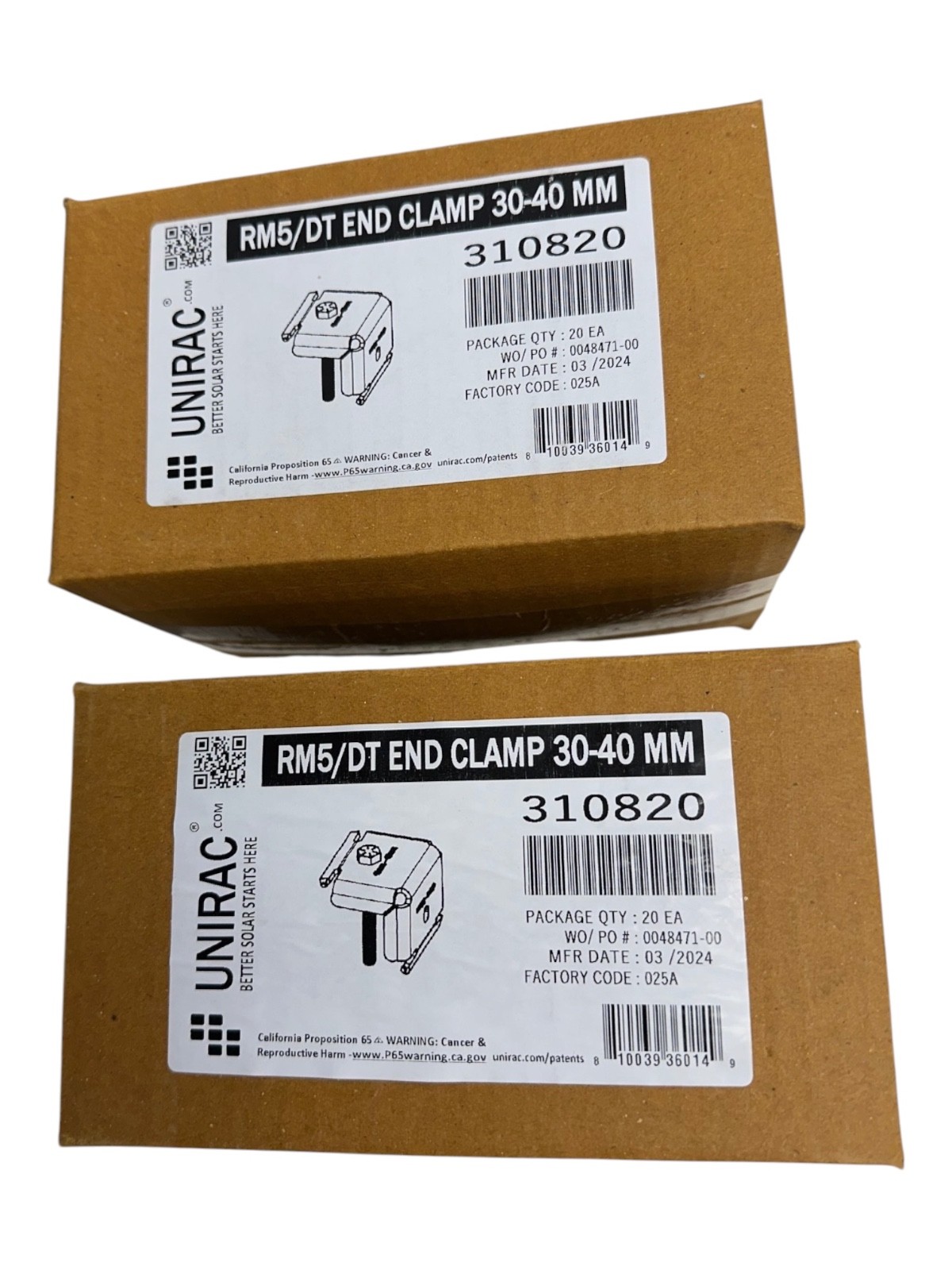New Unirac 310820, RM5/DT End Clamp 30-40MM (QTY OF 40) 🔥Fast Shipping🔥