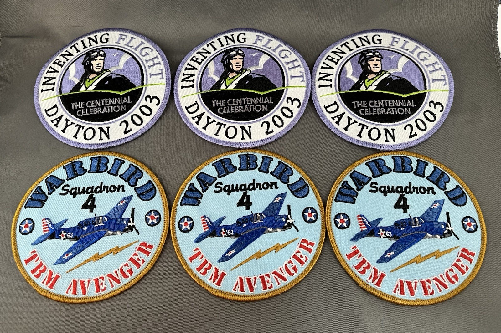 EAA Squadron 4 Warbird TBM Avenger + Inventing Flight Dayton 2003 Patches
